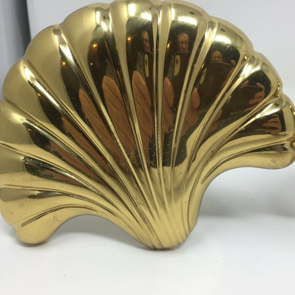 4 Solid Heavy Bright Brass Metal Shell Tie Backs - Picture 2 of 9